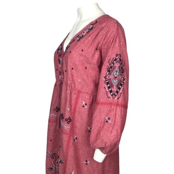 ZARA RED EMBROIDERED TASSEL DRESS - Picture 4 of 6